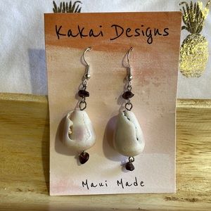 Maui Shell and Garnet Earrings
